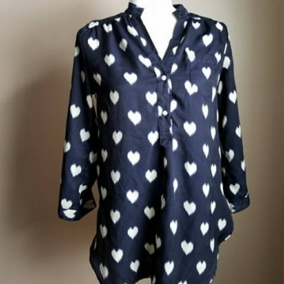 Modcloth Tops - Modcloth Dark Blue Heart Blouse